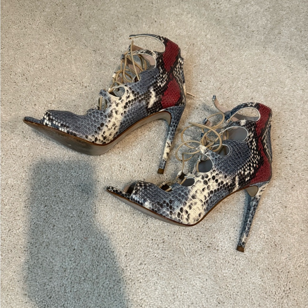 Zara Red and Black Heels with Stiletto Design